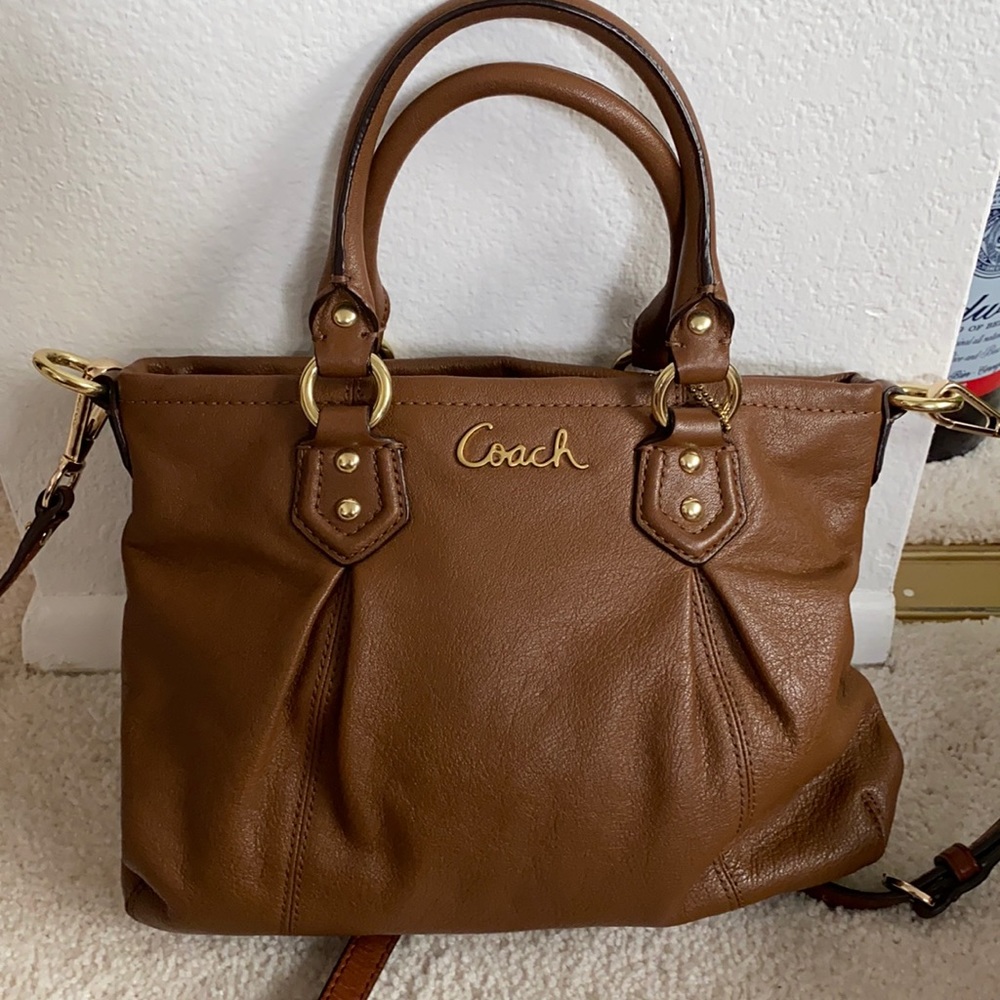Brown coach satchel with straps